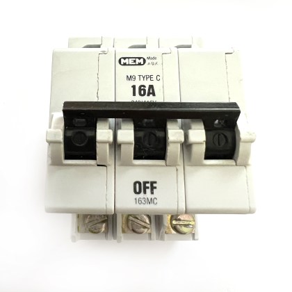 MEM Bill 163MC 163MB3 T163C Memshield 1 M9 16A 16 Amp 3 Pole Phase MCB Circuit Breaker Type C